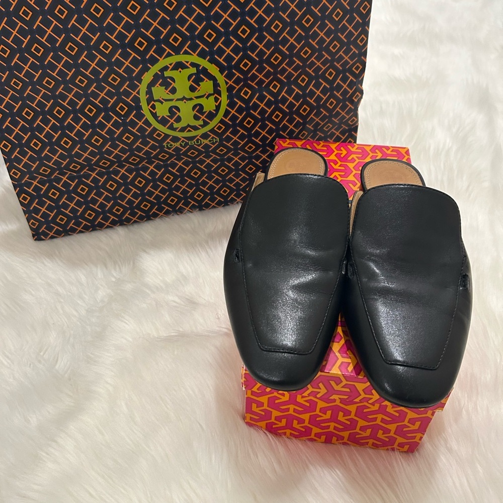 Tory Burch Black Leather Mules Size 8.5